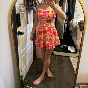 Floral Pink and Yellow Dress size small
